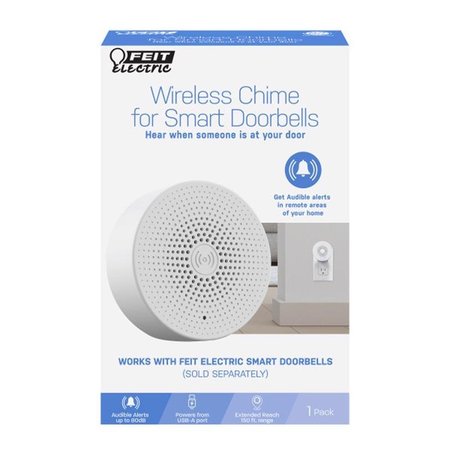 FEIT ELECTRIC White Plastic Wireless Door Chime Bell CHIME/DOORSMART